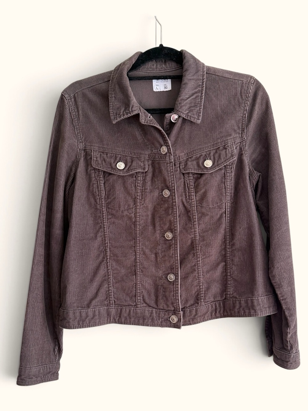 Lefties Corduroy Button-Front Jacket in Dark Grey